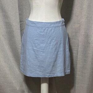 NWT Old Navy Linen/Rayon Blend Mini Skirt-Sky Blue-Side Zip/Hook-Rear Pocket-S